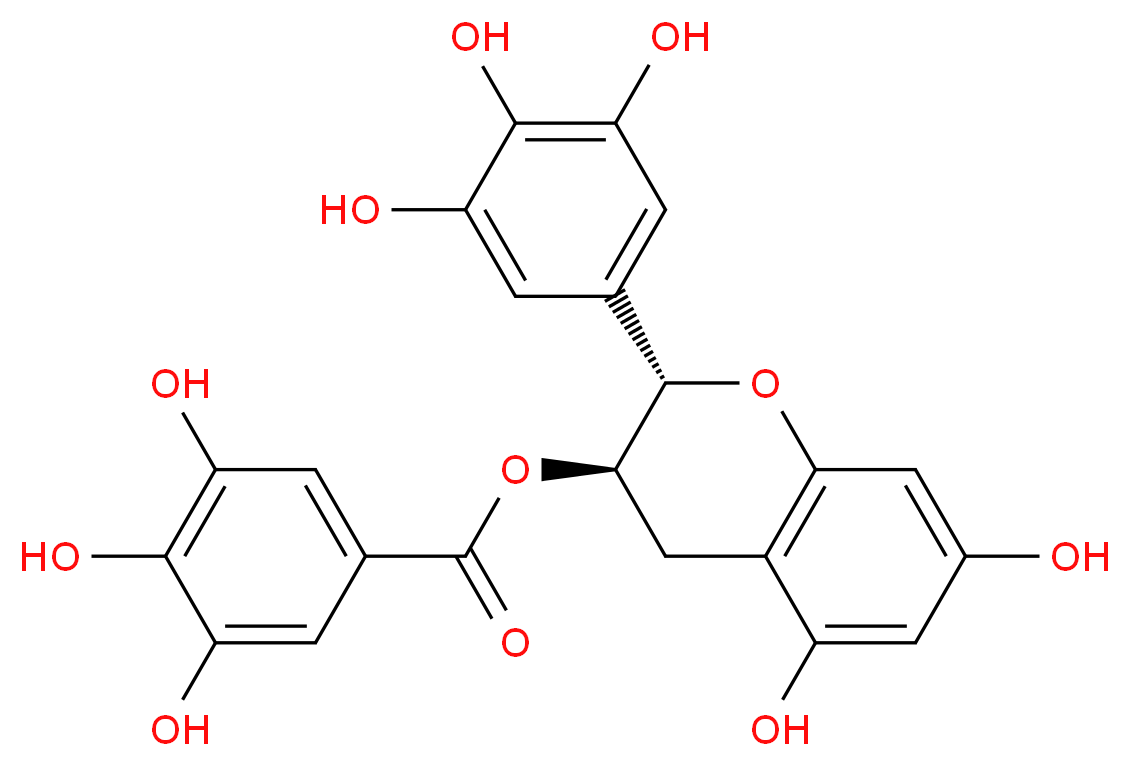 (-)-Gallocatechin gallate_分子结构_CAS_4233-96-9)