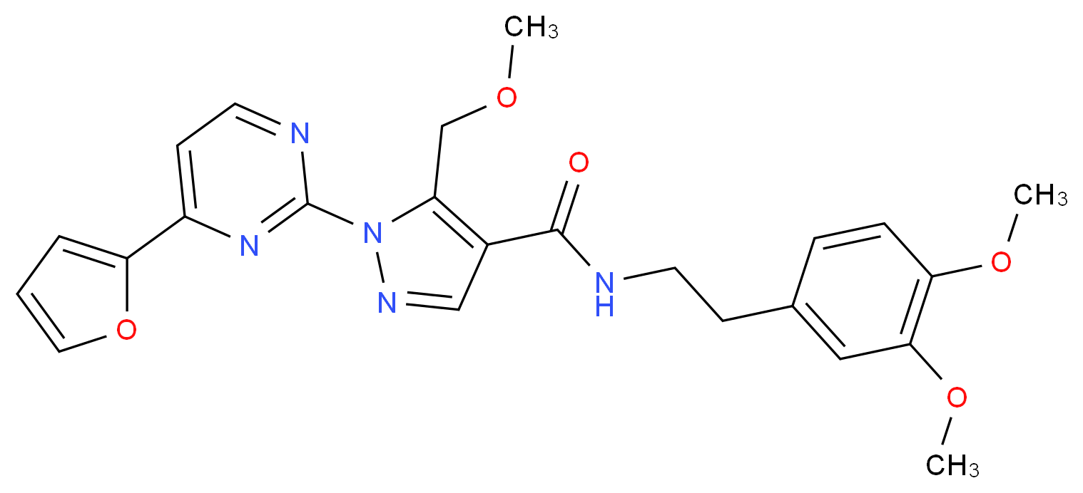 N-[2-(3,4-dimethoxyphenyl)ethyl]-1-[4-(2-furyl)-2-pyrimidinyl]-5-(methoxymethyl)-1H-pyrazole-4-carboxamide_分子结构_CAS_)
