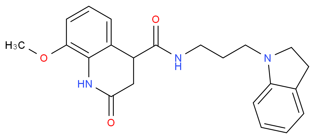 N-[3-(2,3-dihydro-1H-indol-1-yl)propyl]-8-methoxy-2-oxo-1,2,3,4-tetrahydroquinoline-4-carboxamide_分子结构_CAS_)