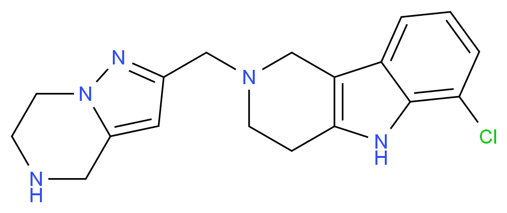 6-chloro-2-(4,5,6,7-tetrahydropyrazolo[1,5-a]pyrazin-2-ylmethyl)-2,3,4,5-tetrahydro-1H-pyrido[4,3-b]indole_分子结构_CAS_)