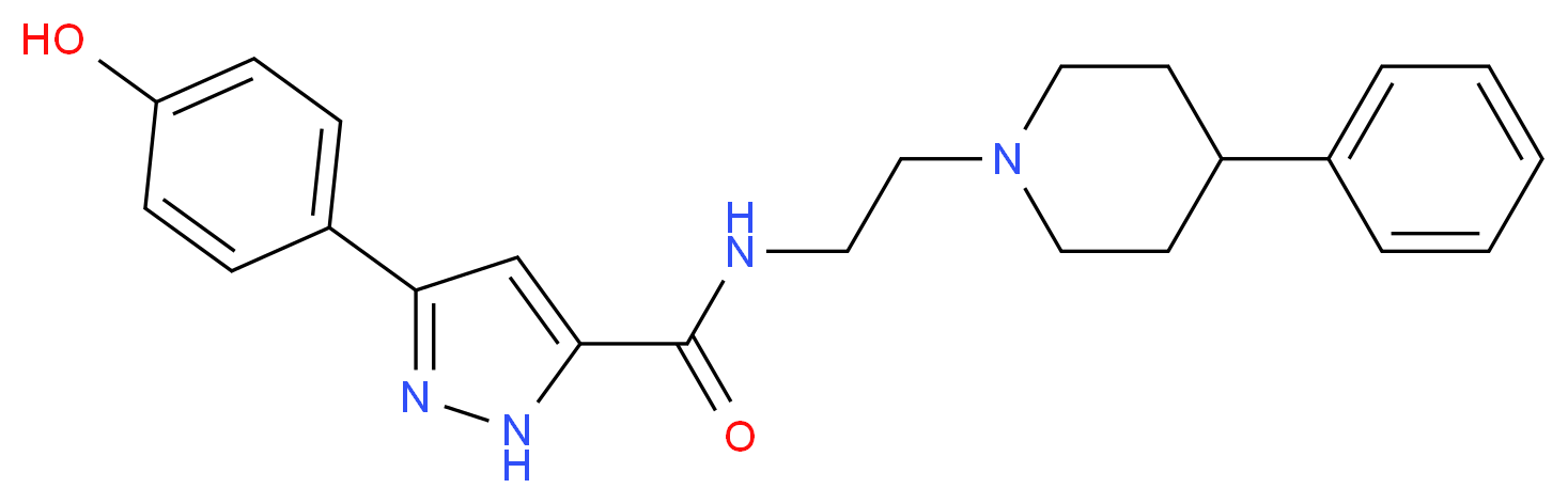 3-(4-hydroxyphenyl)-N-[2-(4-phenyl-1-piperidinyl)ethyl]-1H-pyrazole-5-carboxamide_分子结构_CAS_)