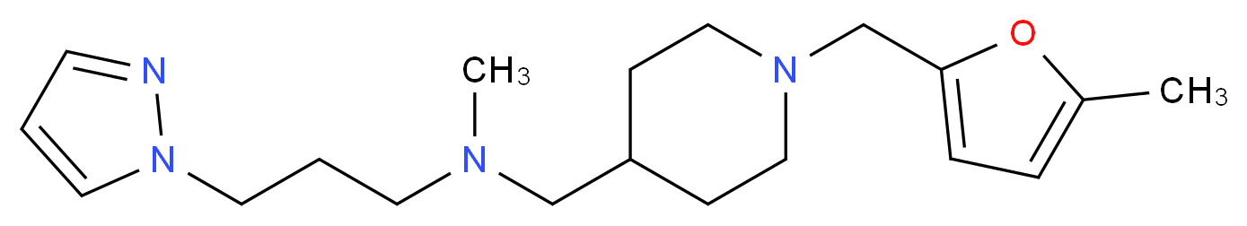 N-methyl-N-({1-[(5-methyl-2-furyl)methyl]-4-piperidinyl}methyl)-3-(1H-pyrazol-1-yl)-1-propanamine_分子结构_CAS_)