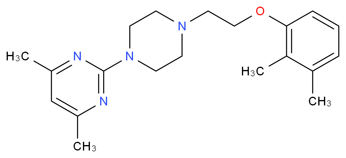 2-{4-[2-(2,3-dimethylphenoxy)ethyl]piperazin-1-yl}-4,6-dimethylpyrimidine_分子结构_CAS_)