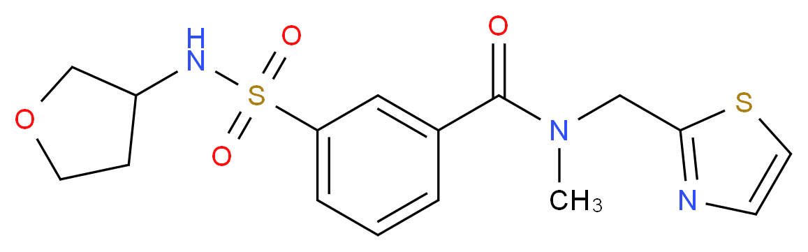 N-methyl-3-[(tetrahydrofuran-3-ylamino)sulfonyl]-N-(1,3-thiazol-2-ylmethyl)benzamide_分子结构_CAS_)