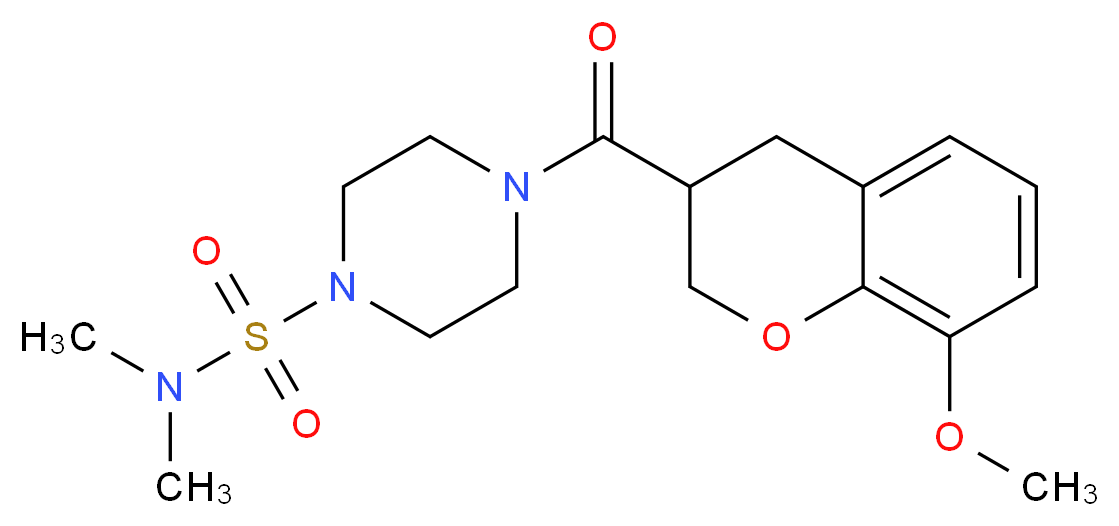 4-[(8-methoxy-3,4-dihydro-2H-chromen-3-yl)carbonyl]-N,N-dimethylpiperazine-1-sulfonamide_分子结构_CAS_)