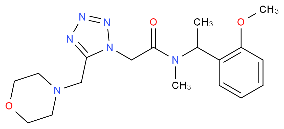 N-[1-(2-methoxyphenyl)ethyl]-N-methyl-2-[5-(4-morpholinylmethyl)-1H-tetrazol-1-yl]acetamide_分子结构_CAS_)