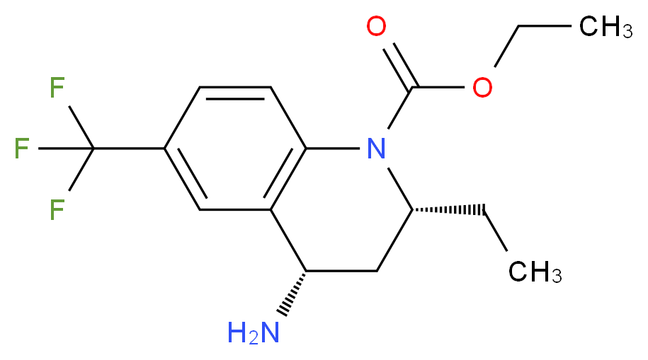 (-)-(2R,4S)-4-Amino-2-ethyl-6-trifluoromethyl-3,4-dihydro-2H-quinoline-1-carboxylic acid ethyl ester_分子结构_CAS_261947-64-2)