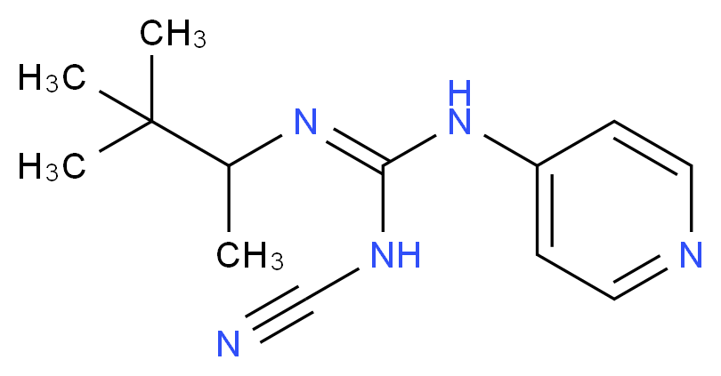 (Z)-1-cyano-2-(3,3-dimethylbutan-2-yl)-3-(pyridin-4-yl)guanidine_分子结构_CAS_85371-64-8