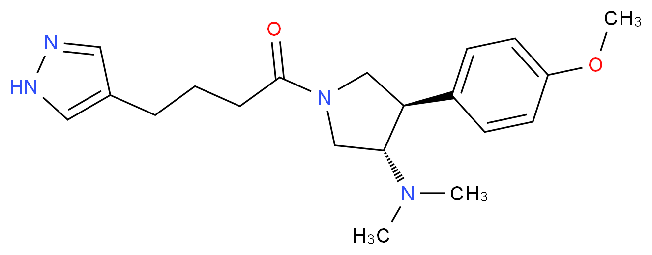 (3S*,4R*)-4-(4-methoxyphenyl)-N,N-dimethyl-1-[4-(1H-pyrazol-4-yl)butanoyl]-3-pyrrolidinamine_分子结构_CAS_)