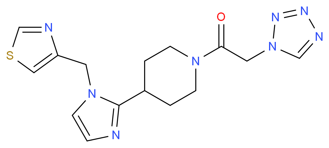 1-(1H-tetrazol-1-ylacetyl)-4-[1-(1,3-thiazol-4-ylmethyl)-1H-imidazol-2-yl]piperidine_分子结构_CAS_)