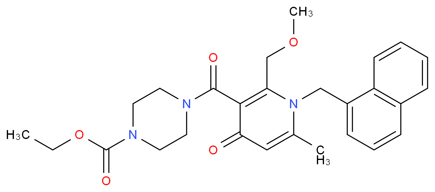 ethyl 4-{[2-(methoxymethyl)-6-methyl-1-(1-naphthylmethyl)-4-oxo-1,4-dihydro-3-pyridinyl]carbonyl}-1-piperazinecarboxylate_分子结构_CAS_)