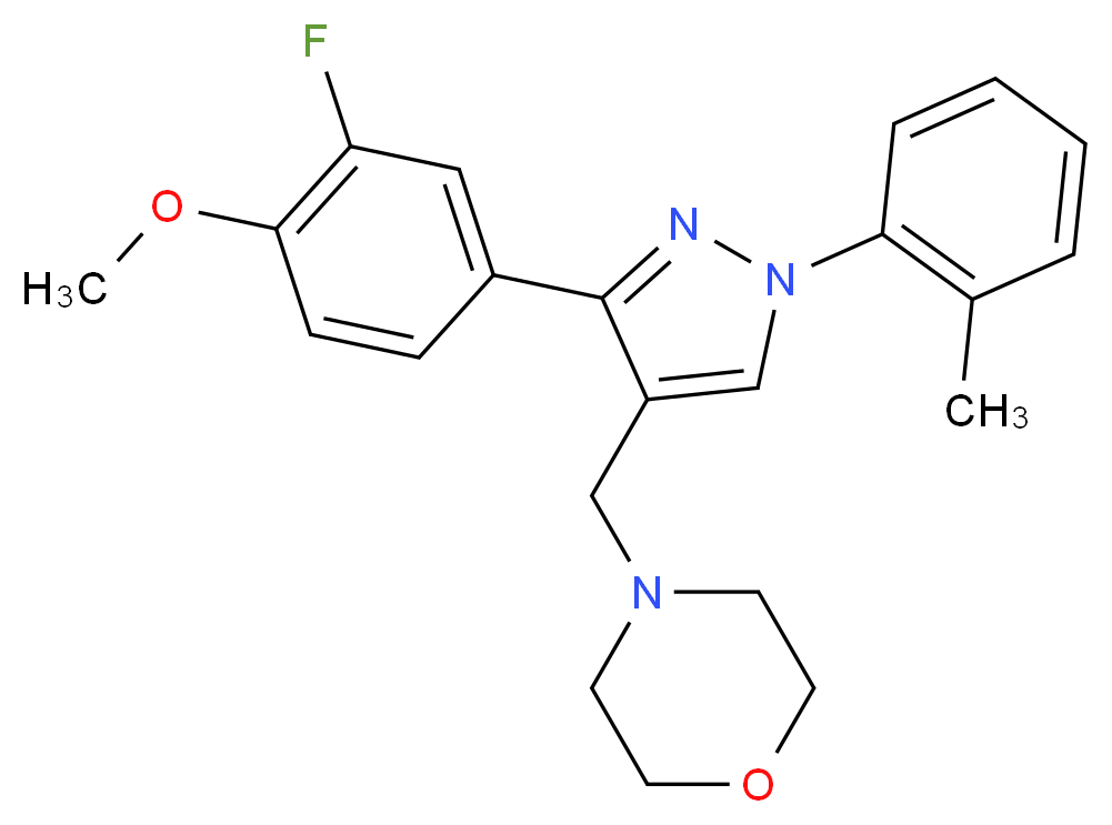 4-{[3-(3-fluoro-4-methoxyphenyl)-1-(2-methylphenyl)-1H-pyrazol-4-yl]methyl}morpholine_分子结构_CAS_)