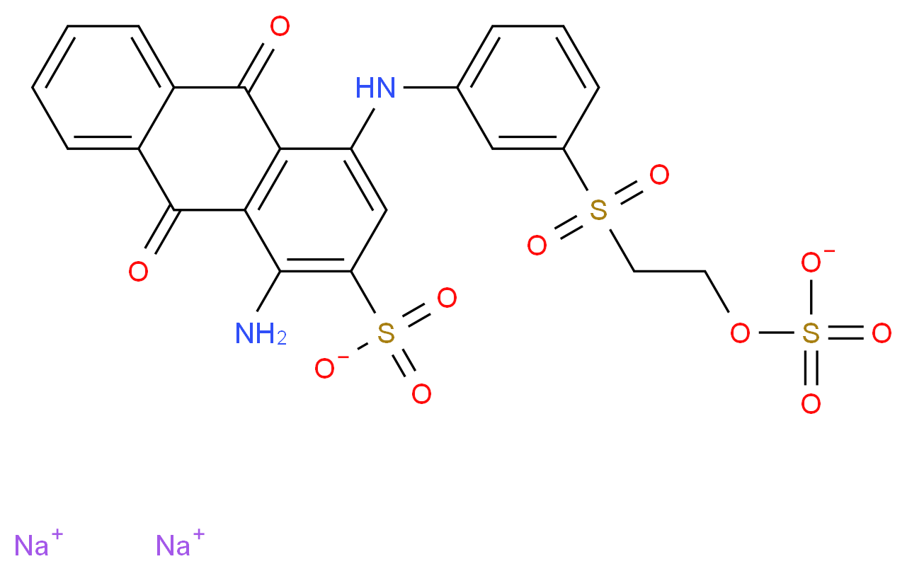 disodium 1-amino-9,10-dioxo-4-({3-[2-(sulfonatooxy)ethanesulfonyl]phenyl}amino)-9,10-dihydroanthracene-2-sulfonate_分子结构_CAS_2580-78-1