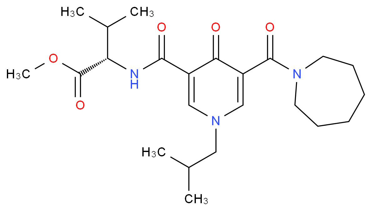 methyl N-{[5-(1-azepanylcarbonyl)-1-isobutyl-4-oxo-1,4-dihydro-3-pyridinyl]carbonyl}-L-valinate_分子结构_CAS_)