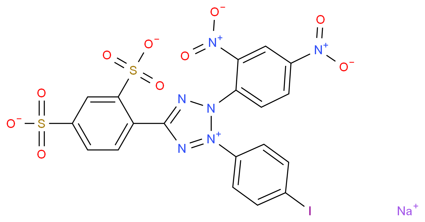 sodium 3-(2,4-dinitrophenyl)-5-(2,4-disulfonatophenyl)-2-(4-iodophenyl)-3H-1,2λ<sup>5</sup>,3,4-tetrazol-2-ylium_分子结构_CAS_161617-45-4