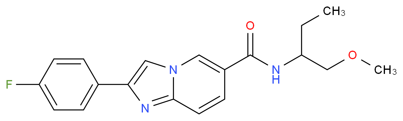 2-(4-fluorophenyl)-N-[1-(methoxymethyl)propyl]imidazo[1,2-a]pyridine-6-carboxamide_分子结构_CAS_)