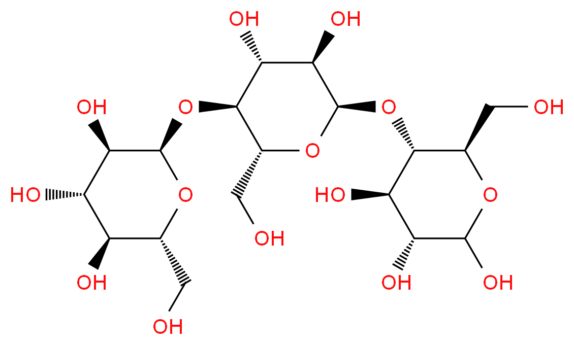 (2R,3R,4S,5S,6R)-2-{[(2R,3S,4R,5R,6R)-4,5-dihydroxy-2-(hydroxymethyl)-6-{[(2R,3S,4R,5R)-4,5,6-trihydroxy-2-(hydroxymethyl)oxan-3-yl]oxy}oxan-3-yl]oxy}-6-(hydroxymethyl)oxane-3,4,5-triol_分子结构_CAS_1109-28-0