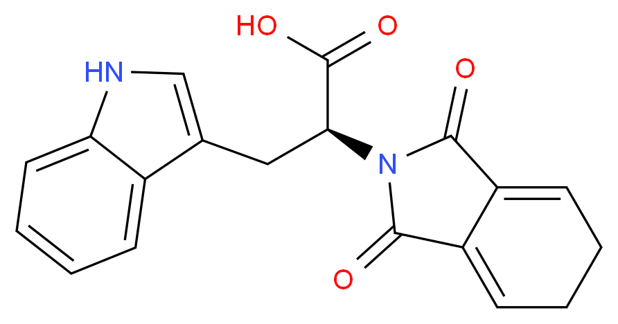 (2S)-2-(1,3-dioxo-2,3,5,6-tetrahydro-1H-isoindol-2-yl)-3-(1H-indol-3-yl)propanoic acid_分子结构_CAS_48208-26-0