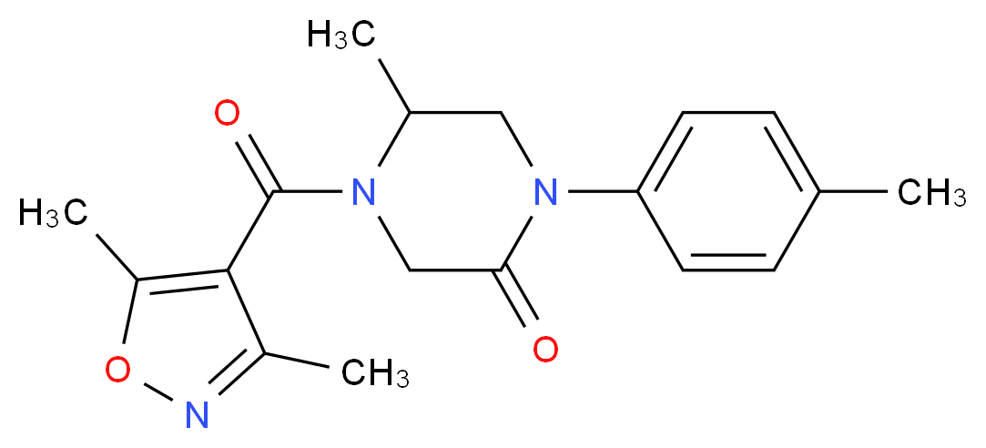 4-[(3,5-dimethyl-4-isoxazolyl)carbonyl]-5-methyl-1-(4-methylphenyl)-2-piperazinone_分子结构_CAS_)