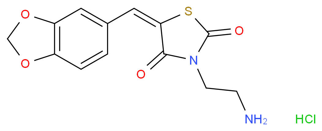 (5E)-3-(2-Aminoethyl)-5-(1,3-benzodioxol-5-ylmethy lene)-1,3-thiazolidine-2,4-dione hydrochloride_分子结构_CAS_)