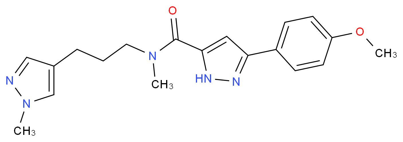 3-(4-methoxyphenyl)-N-methyl-N-[3-(1-methyl-1H-pyrazol-4-yl)propyl]-1H-pyrazole-5-carboxamide_分子结构_CAS_)