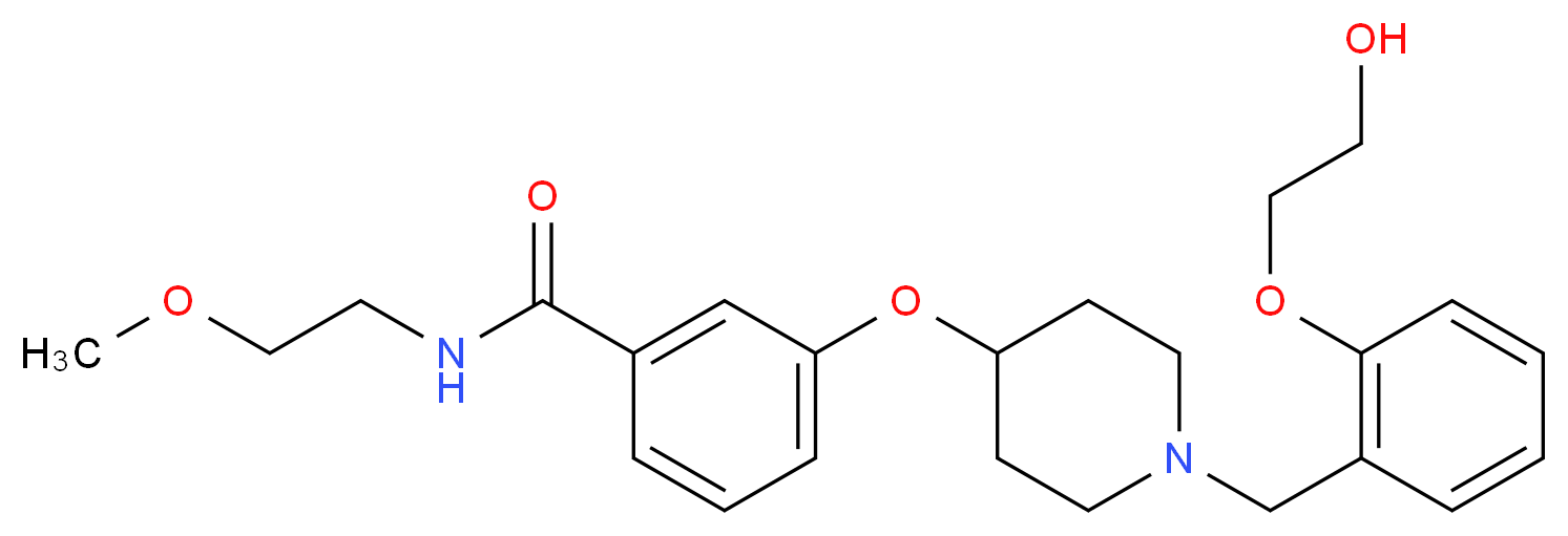 3-({1-[2-(2-hydroxyethoxy)benzyl]-4-piperidinyl}oxy)-N-(2-methoxyethyl)benzamide_分子结构_CAS_)