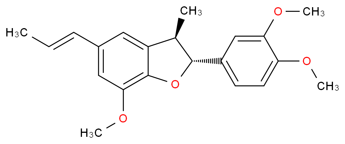 (2R,3R)-2-(3,4-dimethoxyphenyl)-7-methoxy-3-methyl-5-[(1E)-prop-1-en-1-yl]-2,3-dihydro-1-benzofuran_分子结构_CAS_41744-39-2