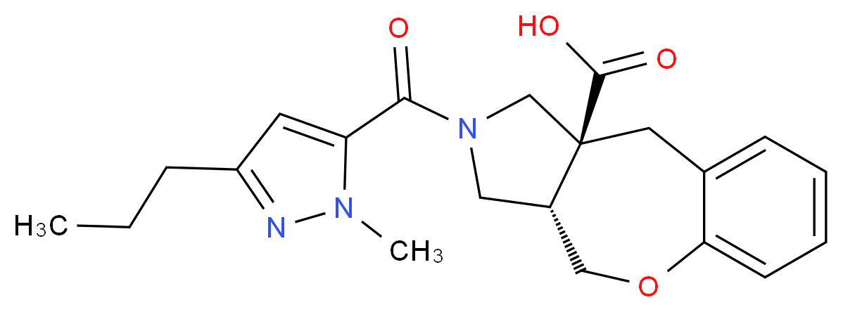 (3aS*,10aS*)-2-[(1-methyl-3-propyl-1H-pyrazol-5-yl)carbonyl]-2,3,3a,4-tetrahydro-1H-[1]benzoxepino[3,4-c]pyrrole-10a(10H)-carboxylic acid_分子结构_CAS_)