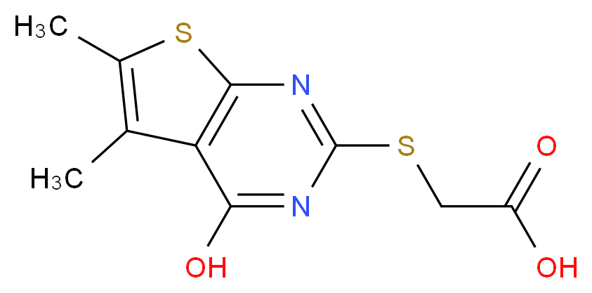 2-({4-hydroxy-5,6-dimethylthieno[2,3-d]pyrimidin-2-yl}sulfanyl)acetic acid_分子结构_CAS_54968-60-4