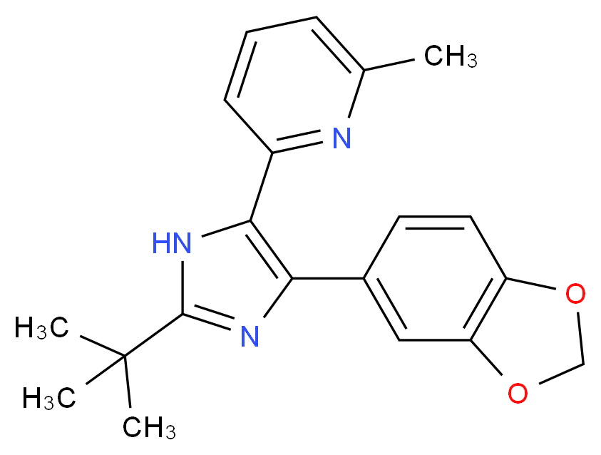 2-[4-(2H-1,3-benzodioxol-5-yl)-2-tert-butyl-1H-imidazol-5-yl]-6-methylpyridine_分子结构_CAS_694433-59-5