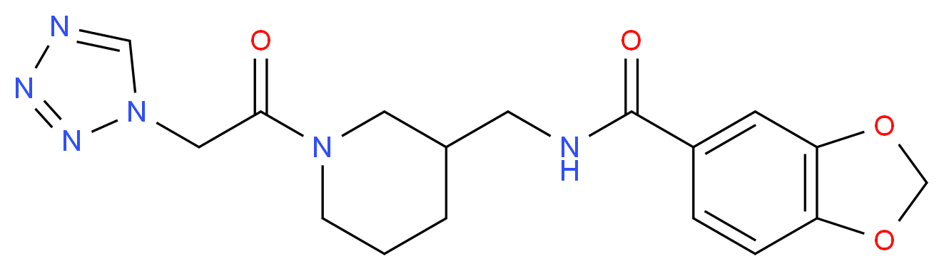 N-({1-[2-(1H-tetrazol-1-yl)acetyl]piperidin-3-yl}methyl)-1,3-benzodioxole-5-carboxamide_分子结构_CAS_)