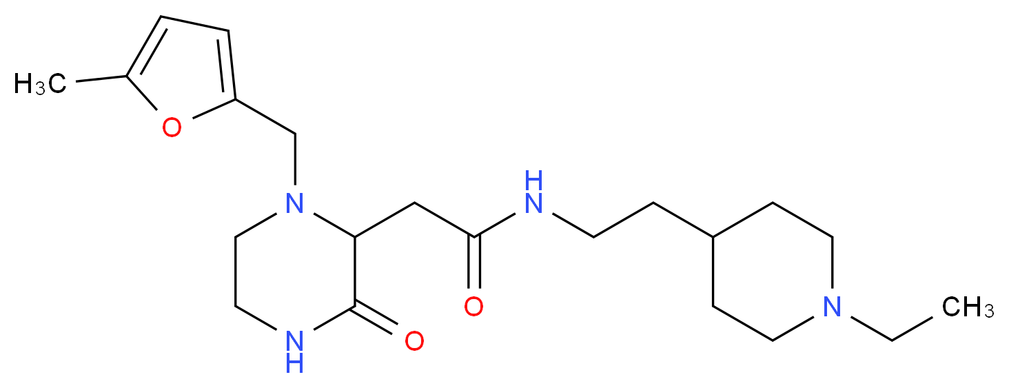 N-[2-(1-ethyl-4-piperidinyl)ethyl]-2-{1-[(5-methyl-2-furyl)methyl]-3-oxo-2-piperazinyl}acetamide_分子结构_CAS_)