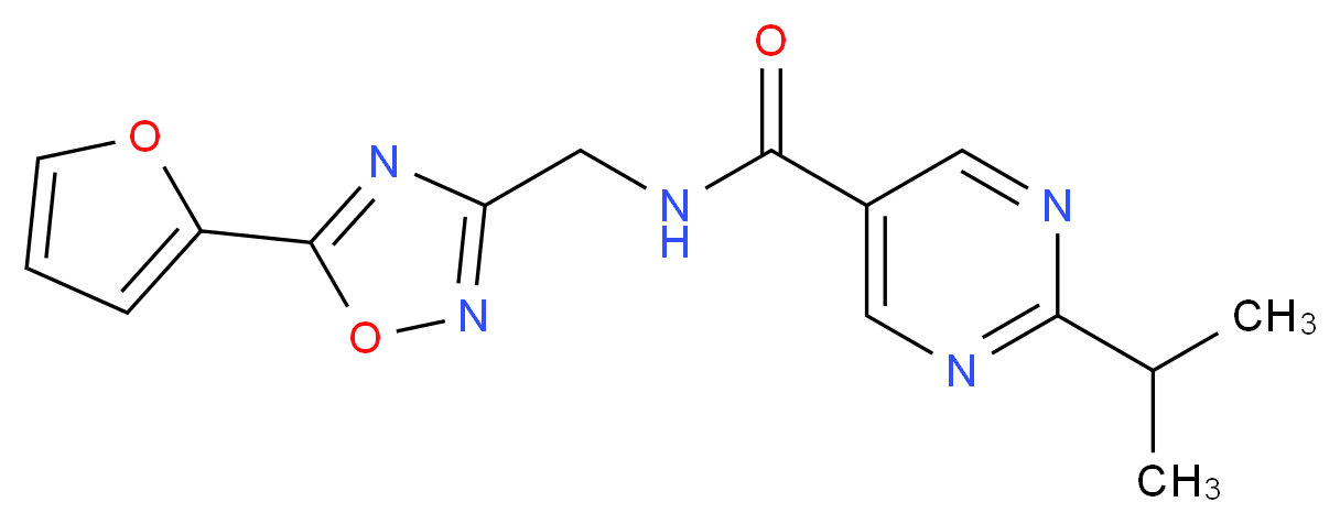 N-{[5-(2-furyl)-1,2,4-oxadiazol-3-yl]methyl}-2-isopropylpyrimidine-5-carboxamide_分子结构_CAS_)