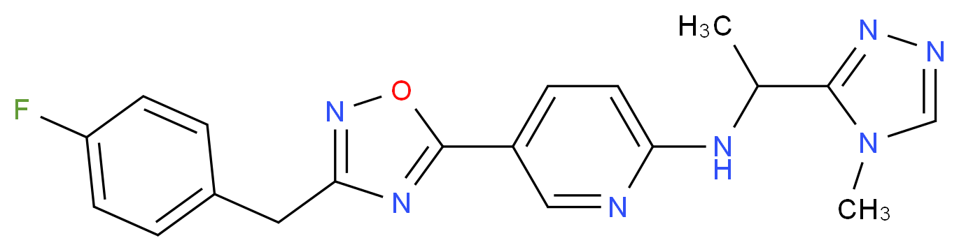 5-[3-(4-fluorobenzyl)-1,2,4-oxadiazol-5-yl]-N-[1-(4-methyl-4H-1,2,4-triazol-3-yl)ethyl]-2-pyridinamine_分子结构_CAS_)