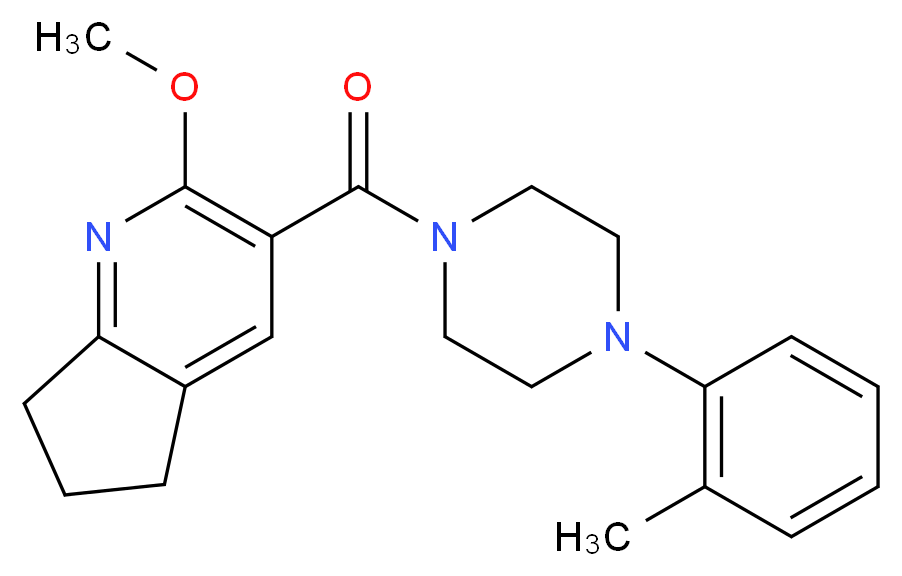 2-methoxy-3-{[4-(2-methylphenyl)-1-piperazinyl]carbonyl}-6,7-dihydro-5H-cyclopenta[b]pyridine_分子结构_CAS_)