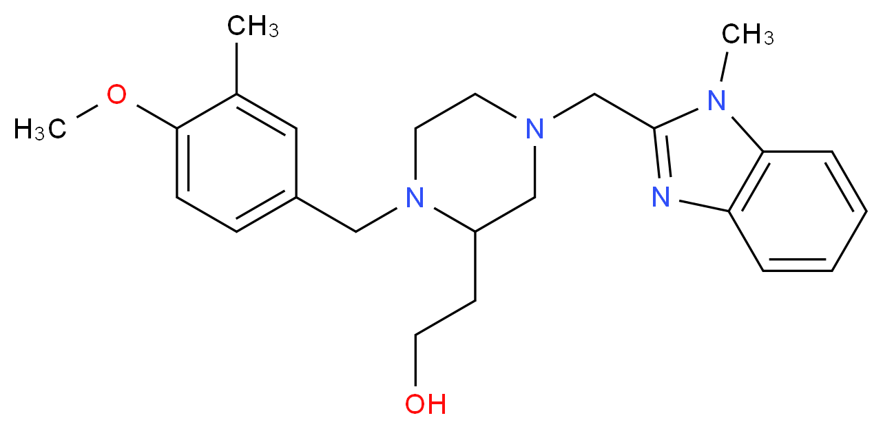 2-{1-(4-methoxy-3-methylbenzyl)-4-[(1-methyl-1H-benzimidazol-2-yl)methyl]-2-piperazinyl}ethanol_分子结构_CAS_)