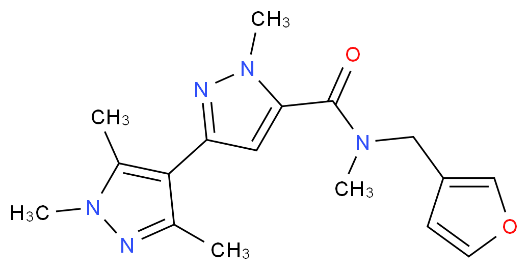N-(3-furylmethyl)-N,1,1',3',5'-pentamethyl-1H,1'H-3,4'-bipyrazole-5-carboxamide_分子结构_CAS_)