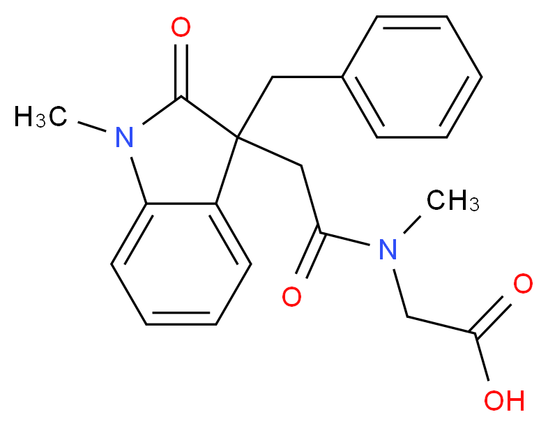 [[(3-benzyl-1-methyl-2-oxo-2,3-dihydro-1H-indol-3-yl)acetyl](methyl)amino]acetic acid_分子结构_CAS_)