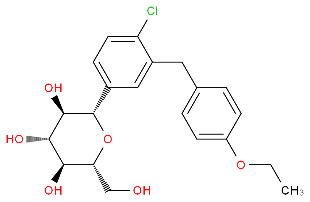 (2S,3R,4R,5S,6R)-2-{4-chloro-3-[(4-ethoxyphenyl)methyl]phenyl}-6-(hydroxymethyl)oxane-3,4,5-triol_分子结构_CAS_461432-26-8