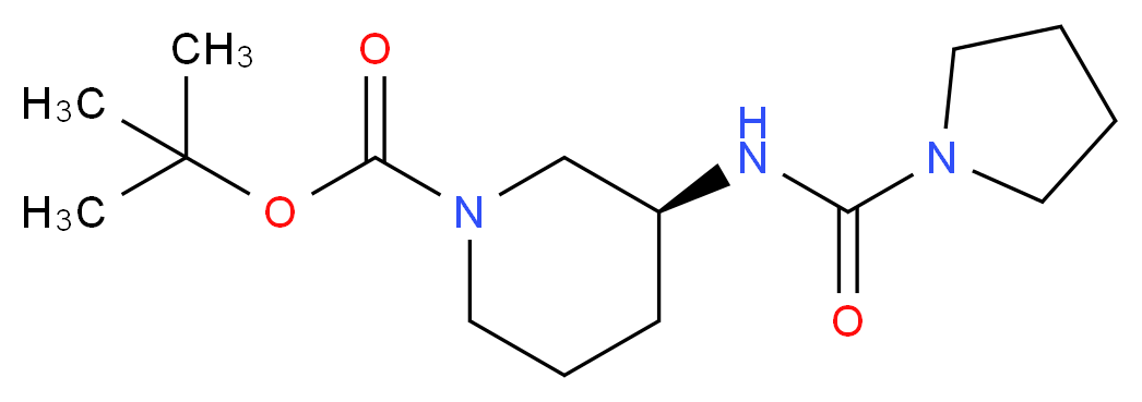 (3S)-3-{[(Pyrrolidin-1-yl)carbonyl]amino}piperidine, N1-BOC protected_分子结构_CAS_)