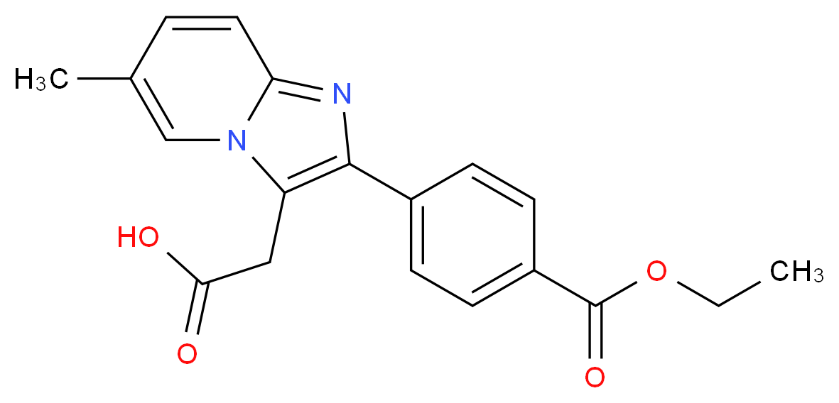 2-[4-(Ethoxycarbonyl)phenyl]-6-methyl-imidazo[1,2-a]pyridine-3-acetic Acid_分子结构_CAS_1025962-20-2)