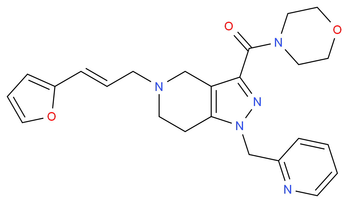 5-[(2E)-3-(2-furyl)-2-propen-1-yl]-3-(4-morpholinylcarbonyl)-1-(2-pyridinylmethyl)-4,5,6,7-tetrahydro-1H-pyrazolo[4,3-c]pyridine_分子结构_CAS_)