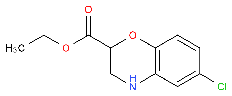 ethyl 6-chloro-3,4-dihydro-2H-1,4-benzoxazine-2-carboxylate_分子结构_CAS_68281-43-6