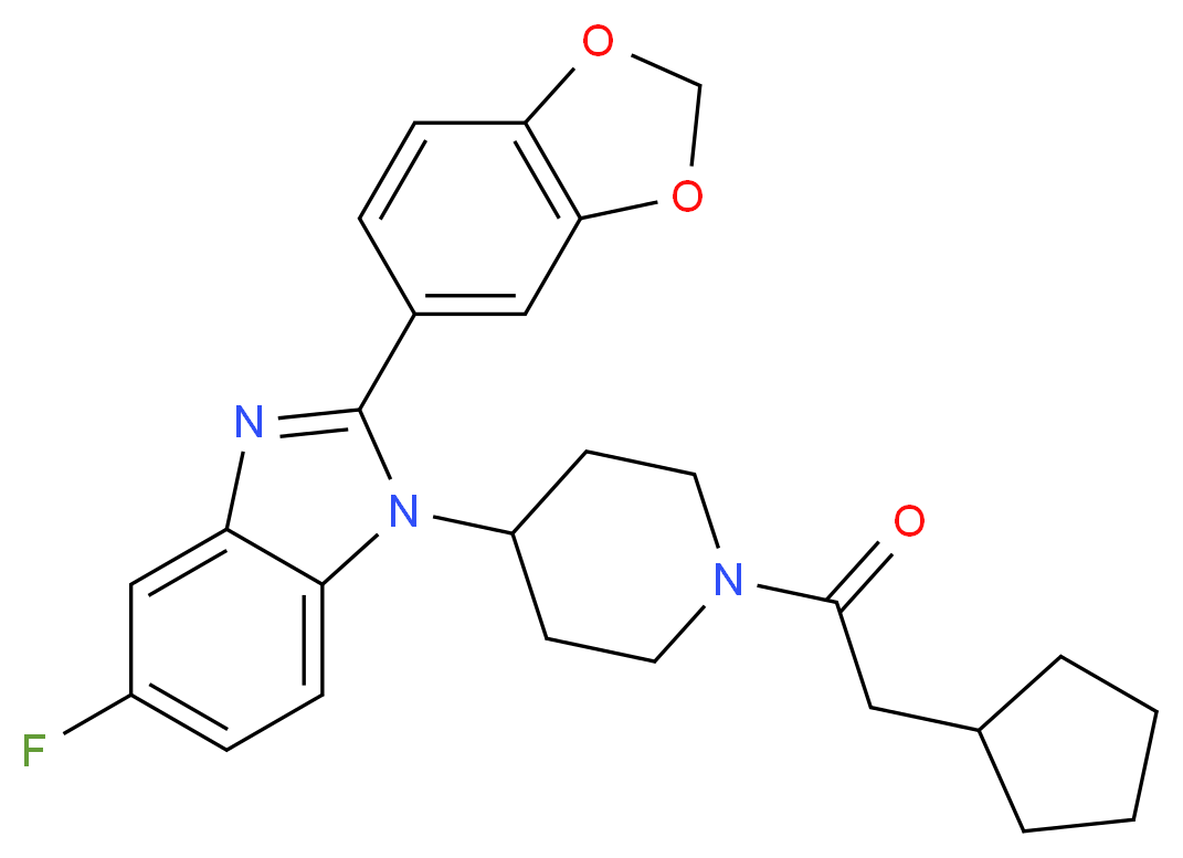 2-(1,3-benzodioxol-5-yl)-1-[1-(cyclopentylacetyl)-4-piperidinyl]-5-fluoro-1H-benzimidazole_分子结构_CAS_)