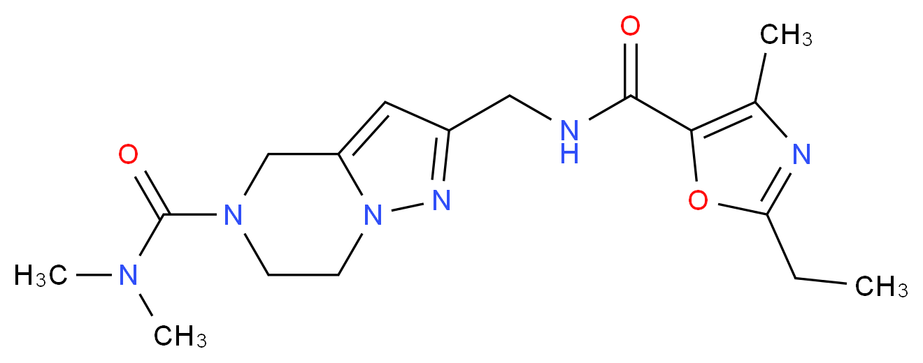 2-({[(2-ethyl-4-methyl-1,3-oxazol-5-yl)carbonyl]amino}methyl)-N,N-dimethyl-6,7-dihydropyrazolo[1,5-a]pyrazine-5(4H)-carboxamide_分子结构_CAS_)