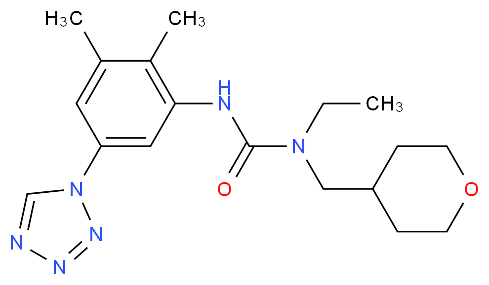 N'-[2,3-dimethyl-5-(1H-tetrazol-1-yl)phenyl]-N-ethyl-N-(tetrahydro-2H-pyran-4-ylmethyl)urea_分子结构_CAS_)