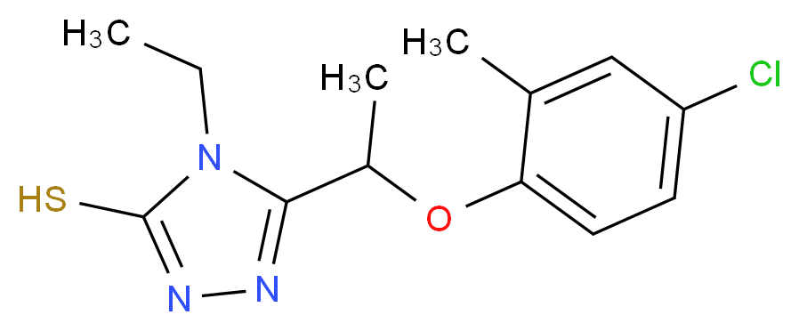 5-[1-(4-Chloro-2-methylphenoxy)ethyl]-4-ethyl-4H-1,2,4-triazole-3-thiol_分子结构_CAS_588674-00-4)