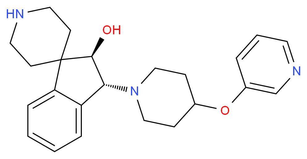 (2R*,3R*)-3-[4-(3-pyridinyloxy)-1-piperidinyl]-2,3-dihydrospiro[indene-1,4'-piperidin]-2-ol_分子结构_CAS_)