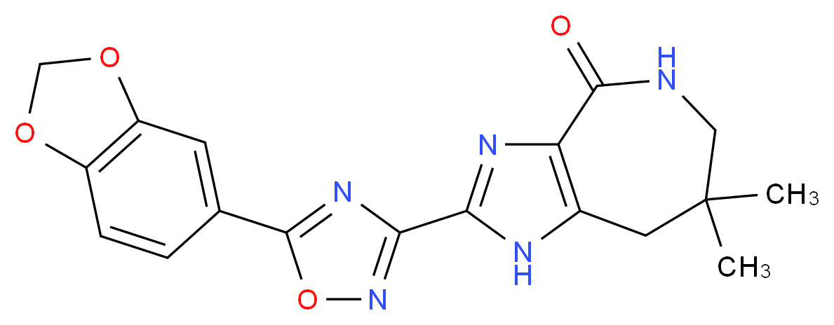 2-[5-(1,3-benzodioxol-5-yl)-1,2,4-oxadiazol-3-yl]-7,7-dimethyl-5,6,7,8-tetrahydroimidazo[4,5-c]azepin-4(1H)-one_分子结构_CAS_)