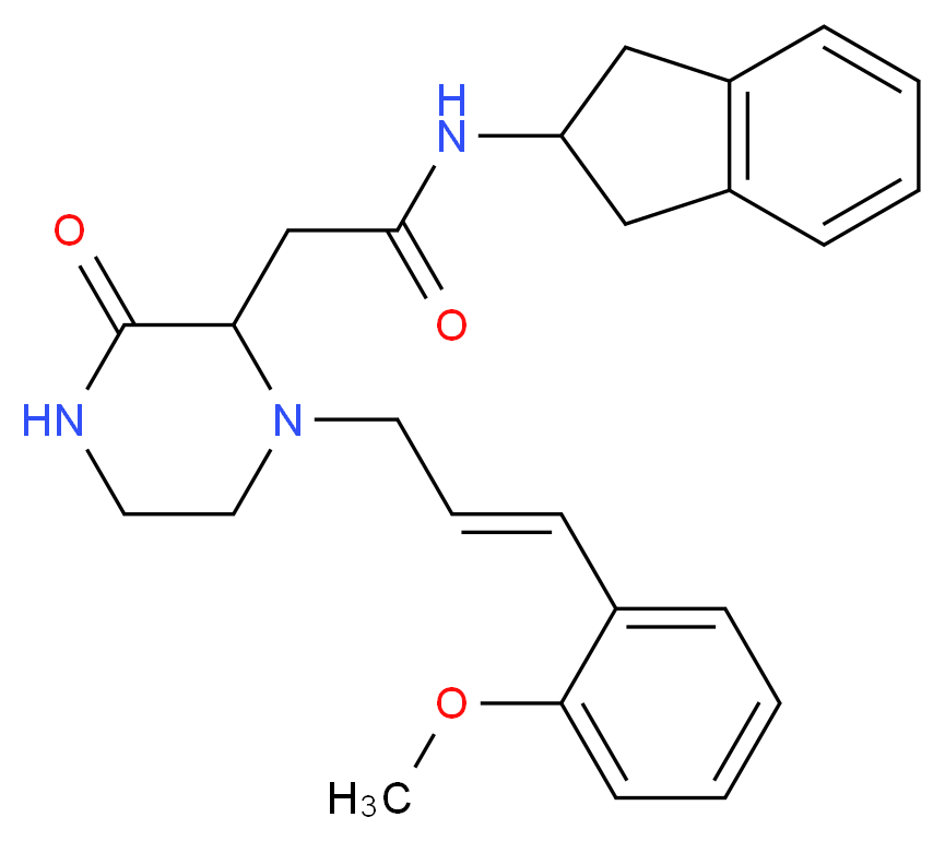 N-(2,3-dihydro-1H-inden-2-yl)-2-{1-[(2E)-3-(2-methoxyphenyl)-2-propen-1-yl]-3-oxo-2-piperazinyl}acetamide_分子结构_CAS_)